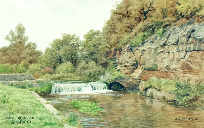 Framed Print : Weir on the River Sid, Sidmouth, Devon Framed Print : Weir on the River Sid, Sidmouth, Devon