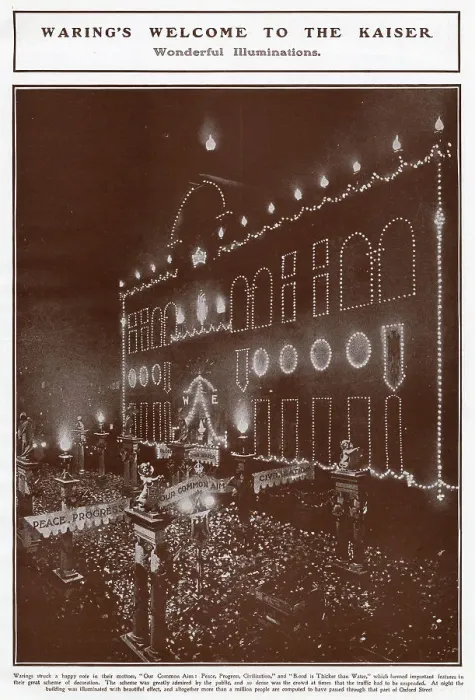 Framed Print : Welcoming Kaiser - Warings Shop Illuminated 1907 Framed Print : Welcoming Kaiser - Warings Shop Illuminated 1907