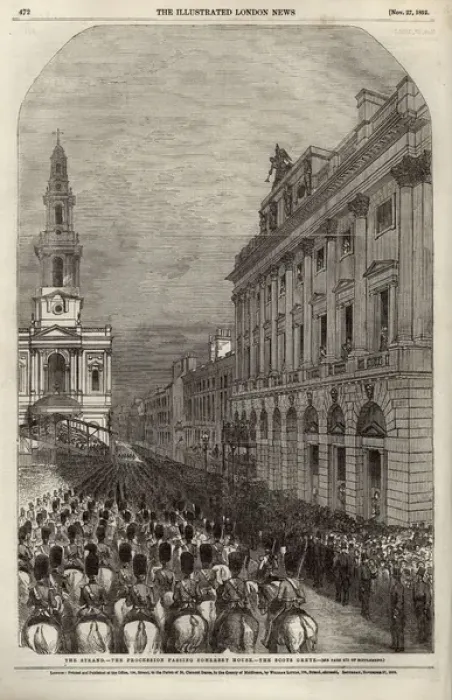 Framed Print : Wellingtons funeral procession passing Somerset House Framed Print : Wellingtons funeral procession passing Somerset House