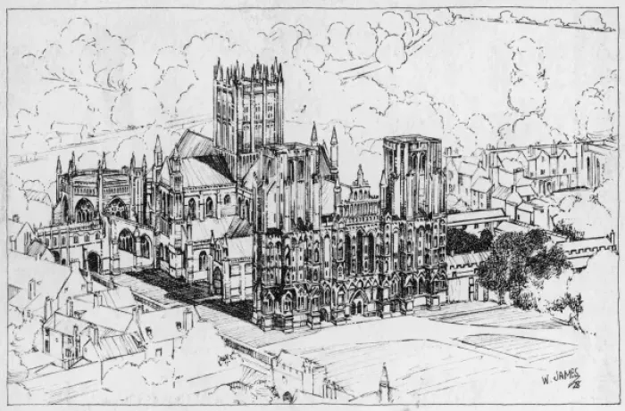 Framed Print : Wells Cathedral 1928 Framed Print : Wells Cathedral 1928