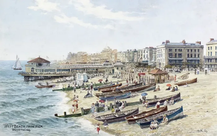 Framed Print : West Beach, Worthing, Sussex, viewed from the Pier Framed Print : West Beach, Worthing, Sussex, viewed from the Pier