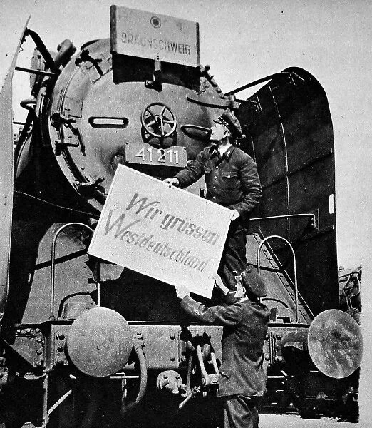 West Berlin Train Crew Prepare to Travel, Berlin, 1949