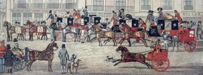 Framed Print : West Country mail carriages in Piccadilly Framed Print : West Country mail carriages in Piccadilly