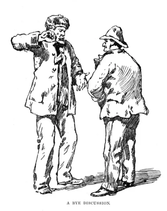 Framed Print : West End riots, 1886 - a two men in discussion Framed Print : West End riots, 1886 - a two men in discussion