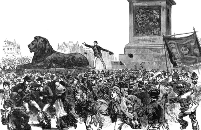 Framed Print : West End riots: break up of Trafalgar Square meeting, 1886 Framed Print : West End riots: break up of Trafalgar Square meeting, 1886