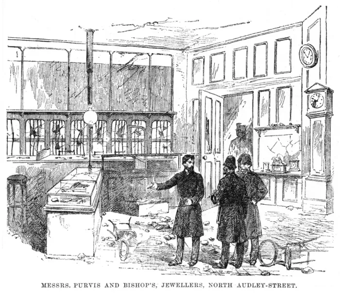 Framed Print : West End riots: shops damaged by rioters, 1886 Framed Print : West End riots: shops damaged by rioters, 1886