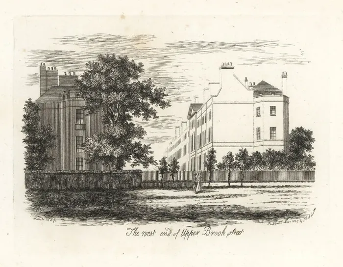 Framed Print : The west end of Upper Brook Street, London, 1807 Framed Print : The west end of Upper Brook Street, London, 1807
