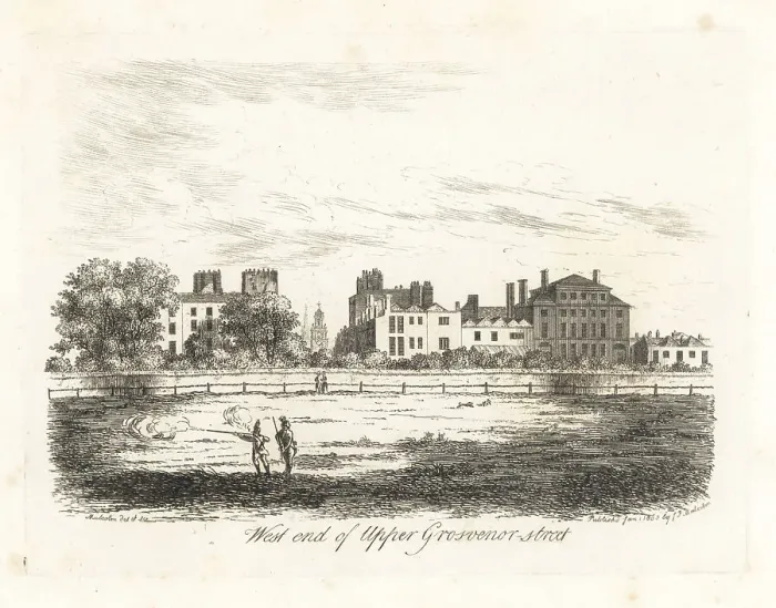 Framed Print : West end of Upper Grosvenor Street, London, 1807 Framed Print : West end of Upper Grosvenor Street, London, 1807
