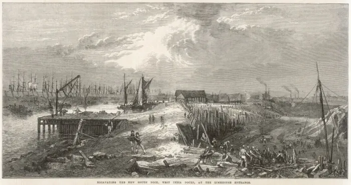Framed Print : West India Docks excavation Framed Print : West India Docks excavation