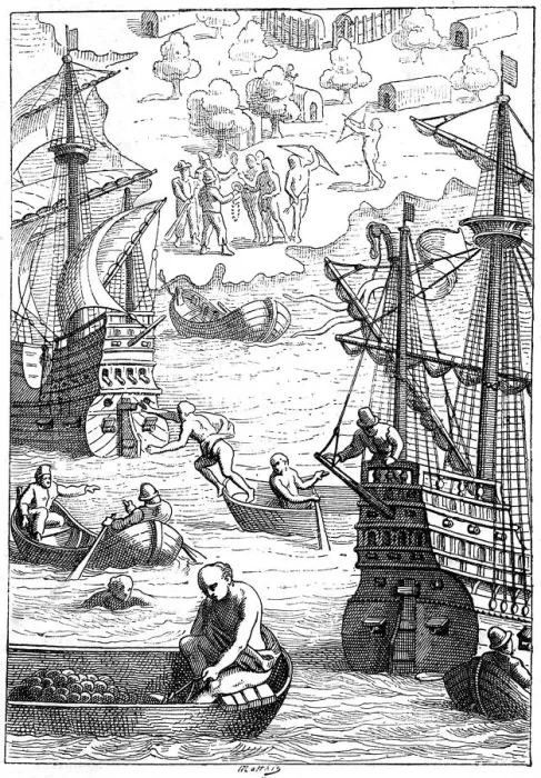 Framed Print : West Indian Pearl Fishers Framed Print : West Indian Pearl Fishers