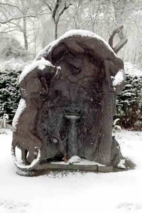 Framed Print : The west lawn ornament in winter