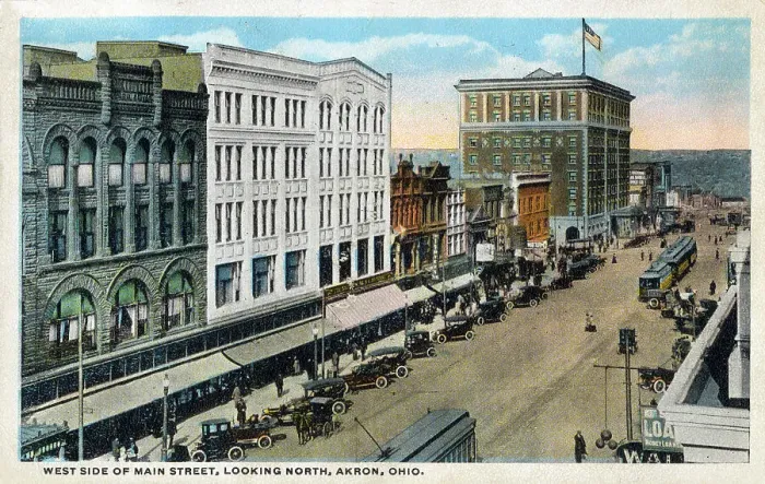 Framed Print : West Side of Main Street, Looking North, Akron, Ohio, USA Framed Print : West Side of Main Street, Looking North, Akron, Ohio, USA