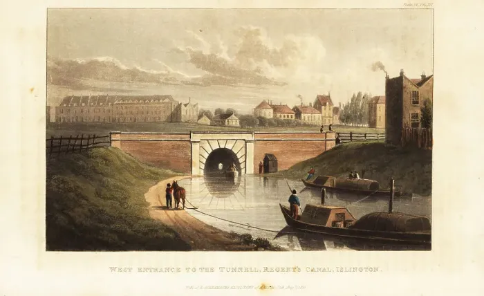 Framed Print : West Portal to Islington Tunnel, with a horse towing a barge alo Framed Print : West Portal to Islington Tunnel, with a horse towing a barge alo