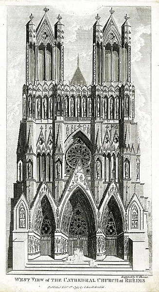West View of Rheims Cathedral, France