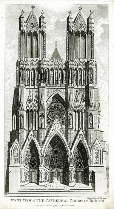 Framed Print : West View of Rheims Cathedral, France Framed Print : West View of Rheims Cathedral, France