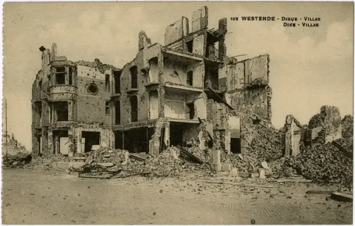 Framed Print : Westende, Belgium -- ruined houses, WW1 Framed Print : Westende, Belgium -- ruined houses, WW1