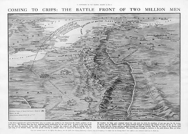 The Western Front battleground - map of August 1914