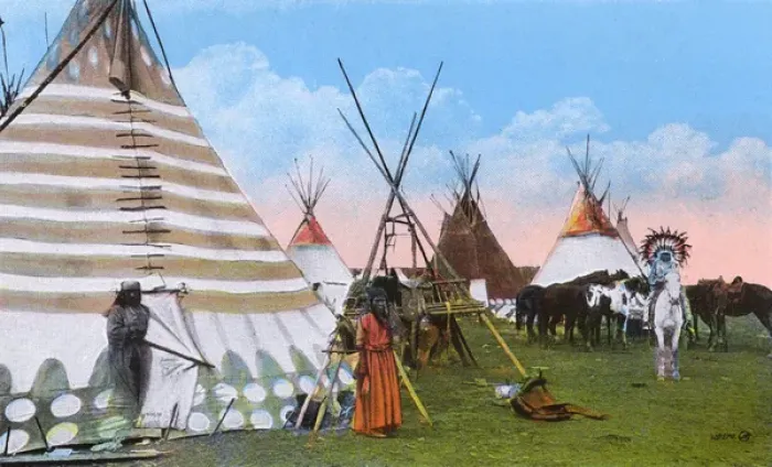 Framed Print : Western Canada - Nakoda Indian Encampment Framed Print : Western Canada - Nakoda Indian Encampment