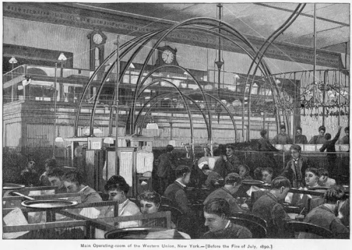 Framed Print : Western Union operating room, New York, USA Framed Print : Western Union operating room, New York, USA
