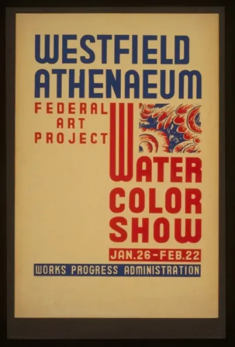 Framed Print : Westfield Athenaeum - Federal Art Project water color show Framed Print : Westfield Athenaeum - Federal Art Project water color show