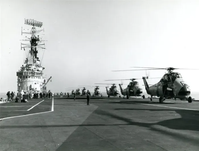 Framed Print : Westland Wessex helicopters on the deck of an aircraft c? Framed Print : Westland Wessex helicopters on the deck of an aircraft c?