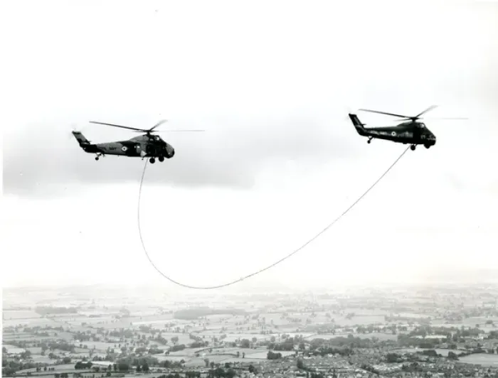 Framed Print : Two Westland Wessex helicopters during inflight refuelling Framed Print : Two Westland Wessex helicopters during inflight refuelling