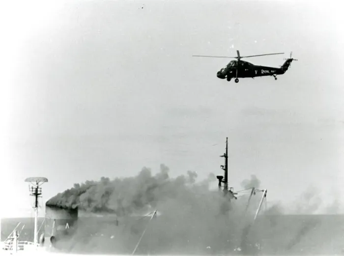 Framed Print : A Westland Wessex from HMS Fearless goes to the aid of t? Framed Print : A Westland Wessex from HMS Fearless goes to the aid of t?