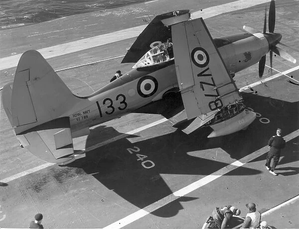 Westland Wyvern S4 VZ789 on a carrier deck with wings folded