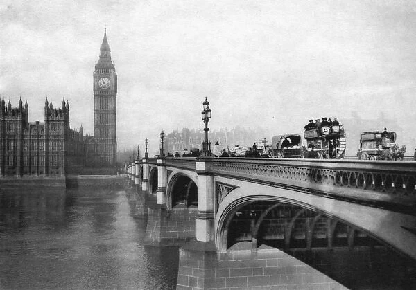 Westminster Bridge. Looking towards Westminster Date: circa 1900
