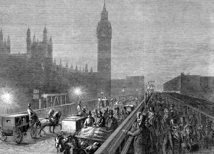 Framed Print : Westminster Bridge lit by lime light Framed Print : Westminster Bridge lit by lime light