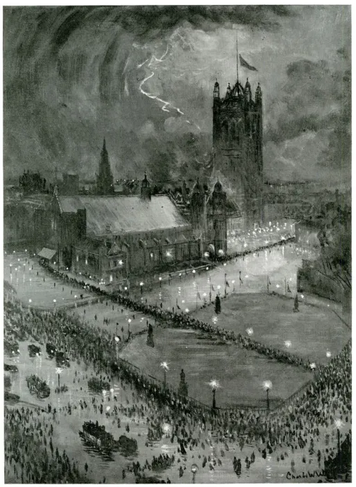 Framed Print : Westminster Hall by night: Waiting and departing 1910 Framed Print : Westminster Hall by night: Waiting and departing 1910