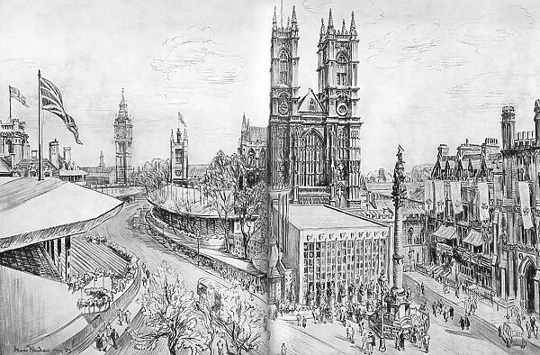 Westminster transformed for the Coronation, 1953