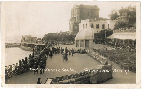 Weston-super-Mare, Avon: Rozel bandstand and shelter Date: 1930s