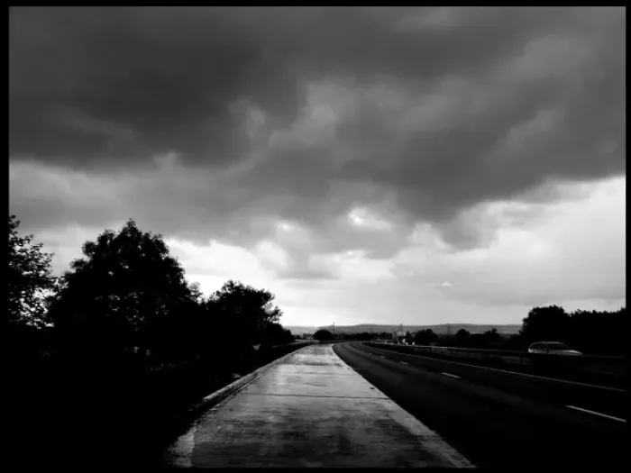 Framed Print : Wet road and stormy sky, UK Framed Print : Wet road and stormy sky, UK