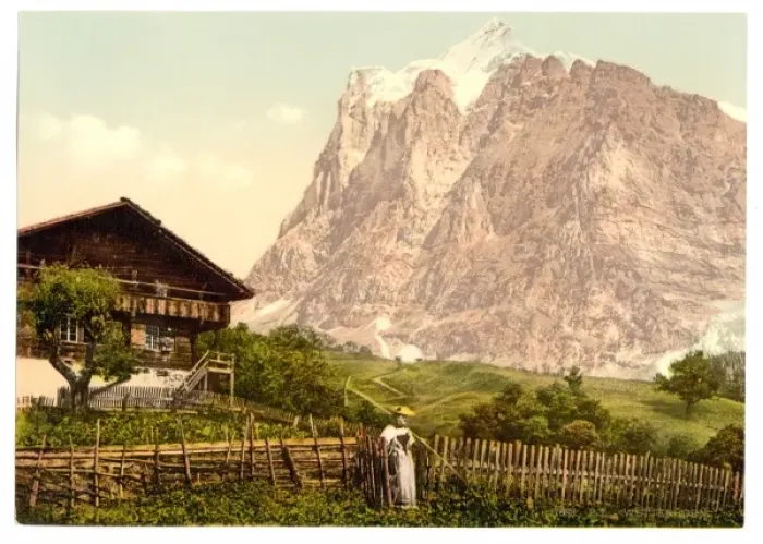 Framed Print : Wetterhorn Mountain and chalet, Bernese Oberland, Switzerlan Framed Print : Wetterhorn Mountain and chalet, Bernese Oberland, Switzerlan