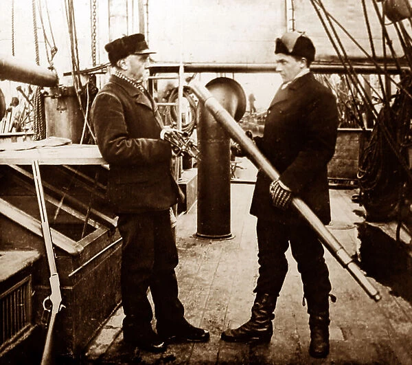Whaling ship officers in the Arctic