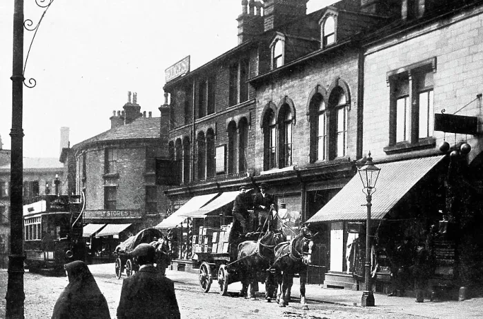 Framed Print : Wharfe Street, Sowerby Bridge, early 1900s Framed Print : Wharfe Street, Sowerby Bridge, early 1900s