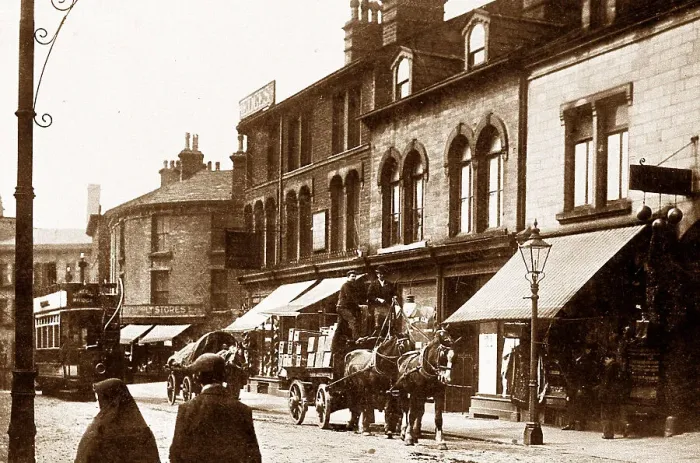 Framed Print : Wharfe Street, Sowerby Bridge, early 1900s Framed Print : Wharfe Street, Sowerby Bridge, early 1900s