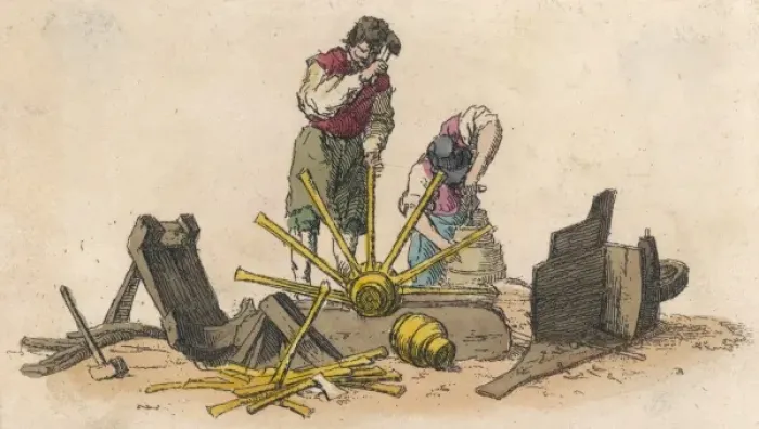 Framed Print : Wheelwright Worker Framed Print : Wheelwright Worker