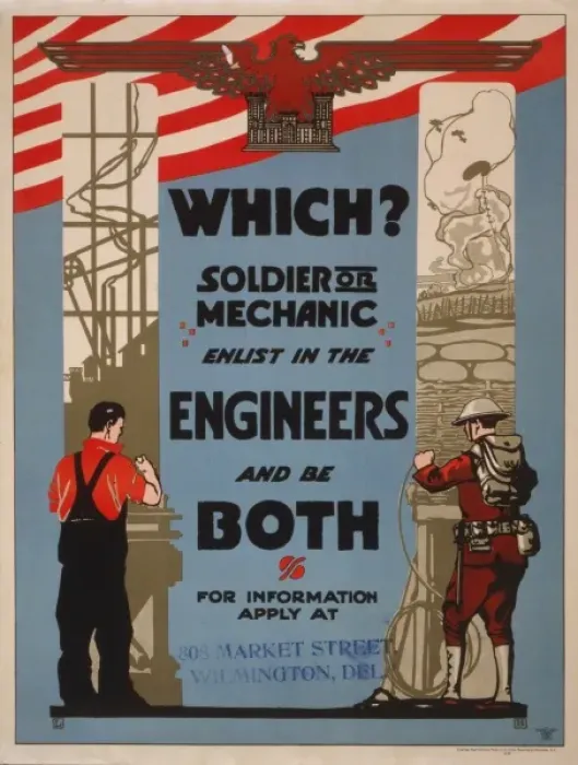Framed Print : Which? Soldier or mechanic - Enlist in the Engineers and be Framed Print : Which? Soldier or mechanic - Enlist in the Engineers and be