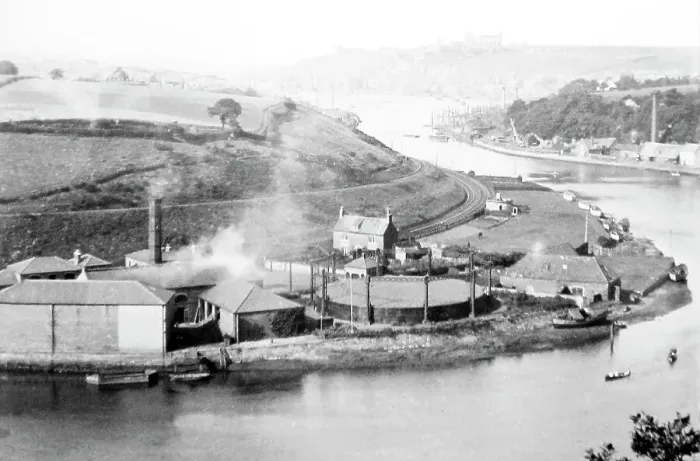 Framed Print : Whitby Gasworks and River Esk, Victorian period Framed Print : Whitby Gasworks and River Esk, Victorian period