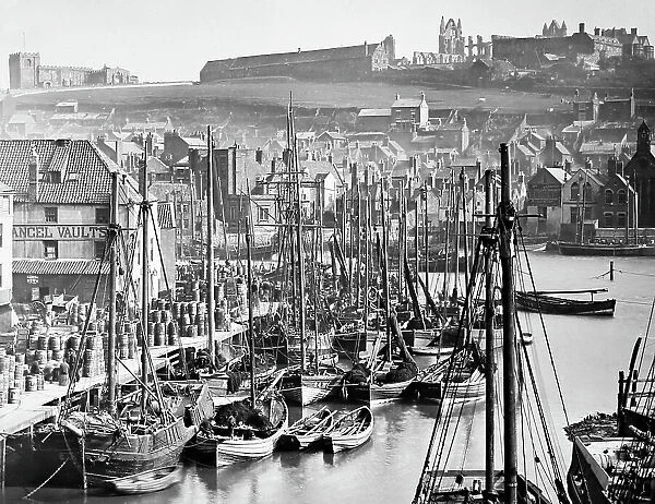 Whitby harbour and Abbey, Victorian period