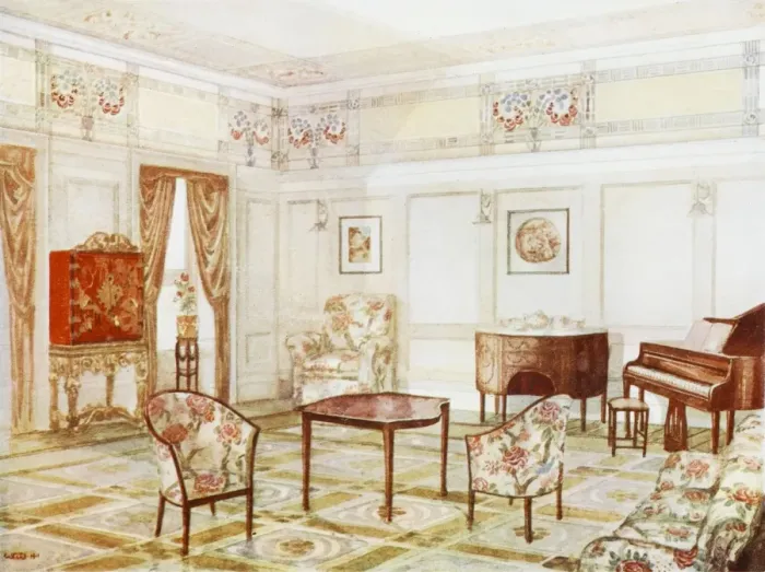 Framed Print : A White Drawing Room