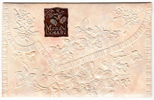 White embossed envelope for a Christmas card