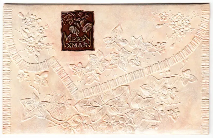 Framed Print : White embossed envelope for a Christmas card Framed Print : White embossed envelope for a Christmas card
