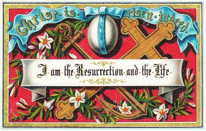 Framed Print : White flowers, cross and anchor on an Easter card Framed Print : White flowers, cross and anchor on an Easter card