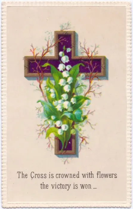 Framed Print : White flowers and a cross on an Easter card Framed Print : White flowers and a cross on an Easter card