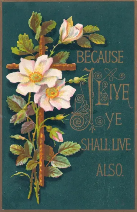 Framed Print : White flowers and a cross on an Easter card Framed Print : White flowers and a cross on an Easter card