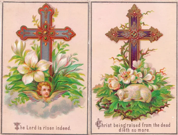 Framed Print : White flowers and a cross on an Easter card Framed Print : White flowers and a cross on an Easter card