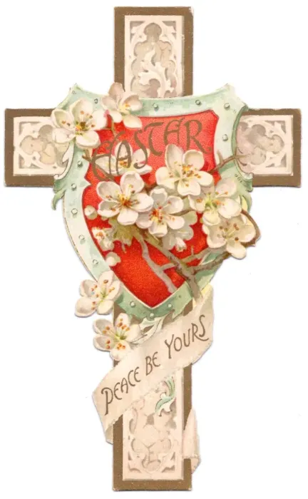 Framed Print : White flowers on a cross-shaped Easter card Framed Print : White flowers on a cross-shaped Easter card